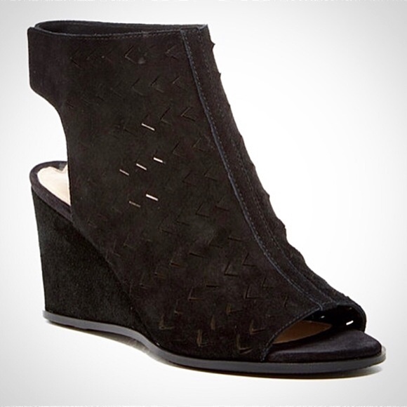 Via Spiga Leatrice Perforated Suede Wedges - Picture 1 of 15